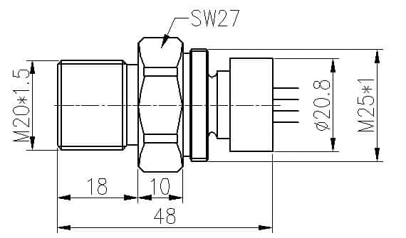 OEM压力传感器-通用工业应用 2 工业 OEM 压力传感器尺寸