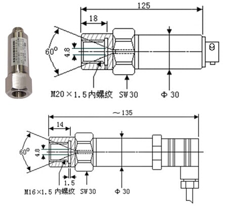 SI-702N超高压传感器尺寸图