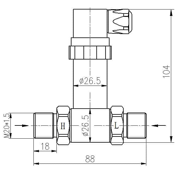 压阻式差压变送器的尺寸