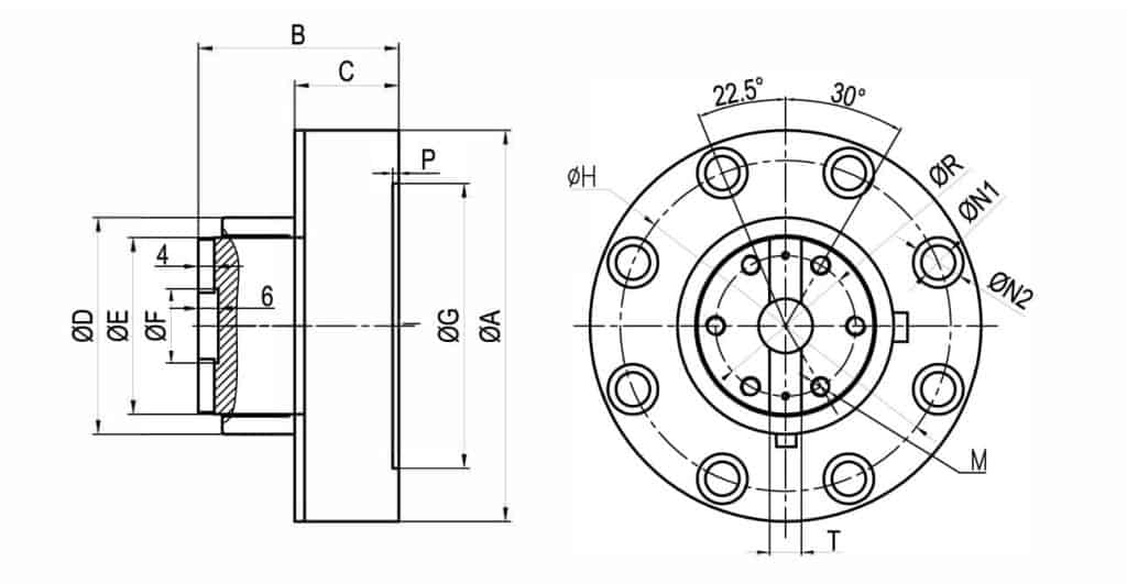 2150 Dual Range Static Torque Sensor Dimensions