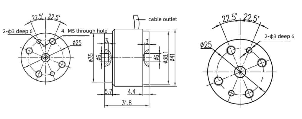 56 微型反作用扭矩传感器 | 适用于小范围、狭小空间 2 56 Micro Reaction Torque Sensor Dimensions