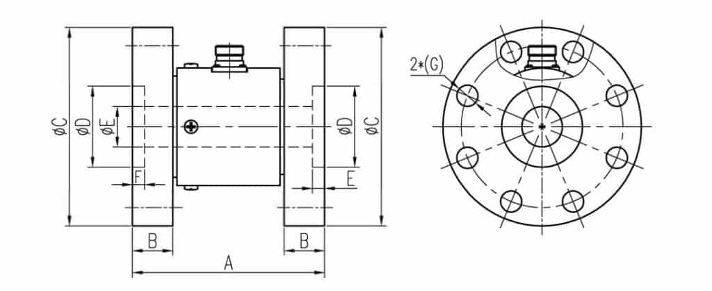 98 法兰间反作用静态扭矩传感器 2 98 Flange-to-Flange Reaction Static Torque Sensor Dimensions