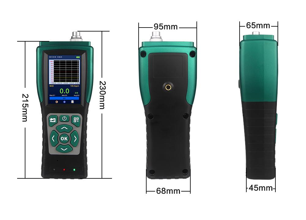 Portable gas detector dimension